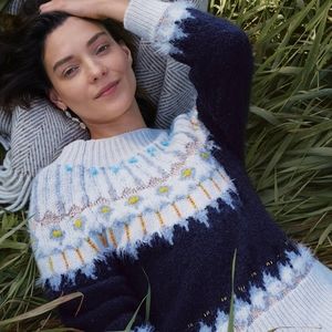 Anthropologie Embellished Fair Isle Sweater